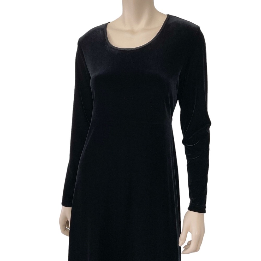 Caren Desiree Co Maxi Dress Women Size 10 Black Long Sleeve Velour Long Vintage - Picture 2 of 7